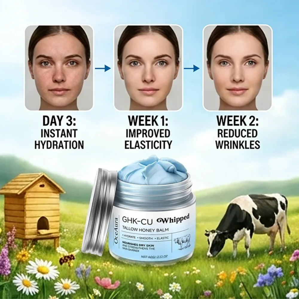 Tidesmit Copper Peptides PDRN GHK-Cu beef tallow blue balm texture detail for dry mature skin face moisturizer