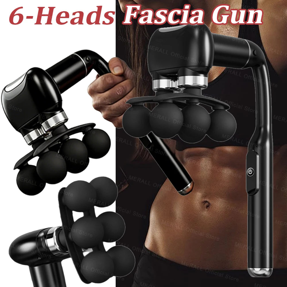 Fascia Gun 6-Head Percussive Therapy Deep Tissue Muscle Massager Fascia Gun Tidesmit