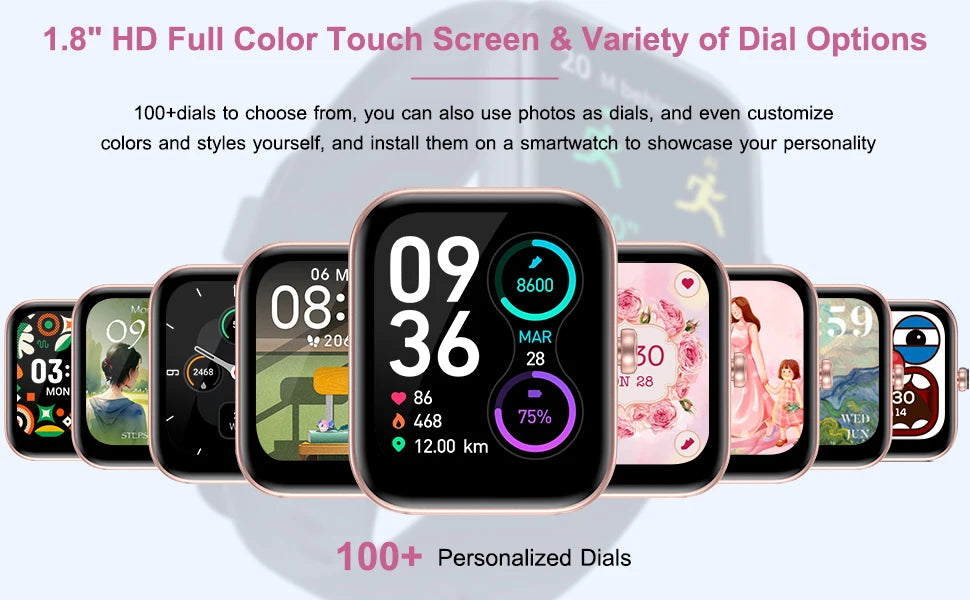 YLL-HRS  Call Blood Oxygen Heart Rate Sleep Fitness Tracker Notification Weather IDW19 1.8inch IP68 Smart Watch