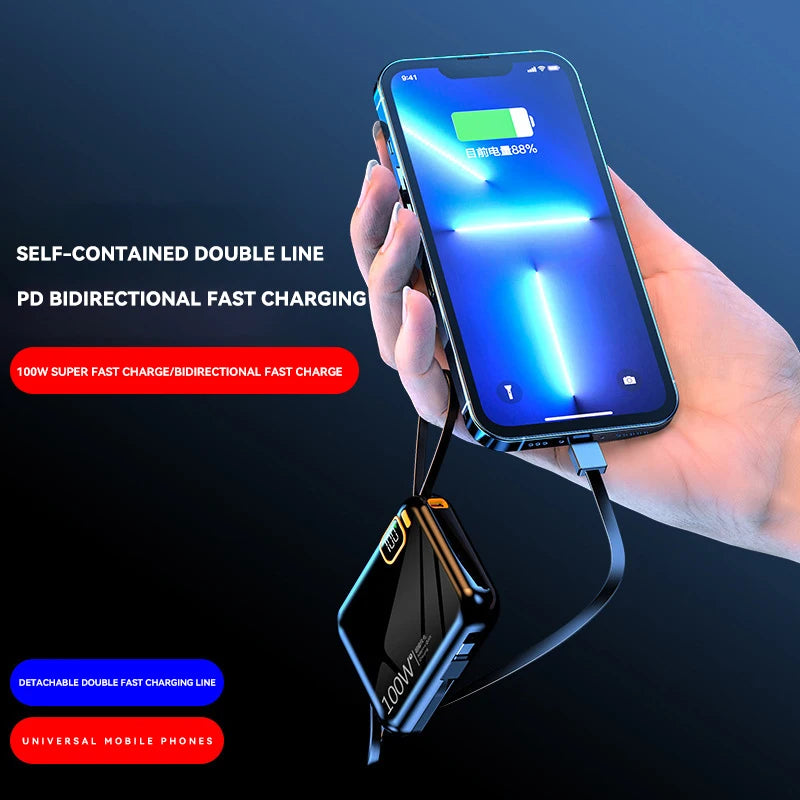 Tidesmit 50000mAh Fast Charging Power Bank with Detachable Cable Tidesmit
