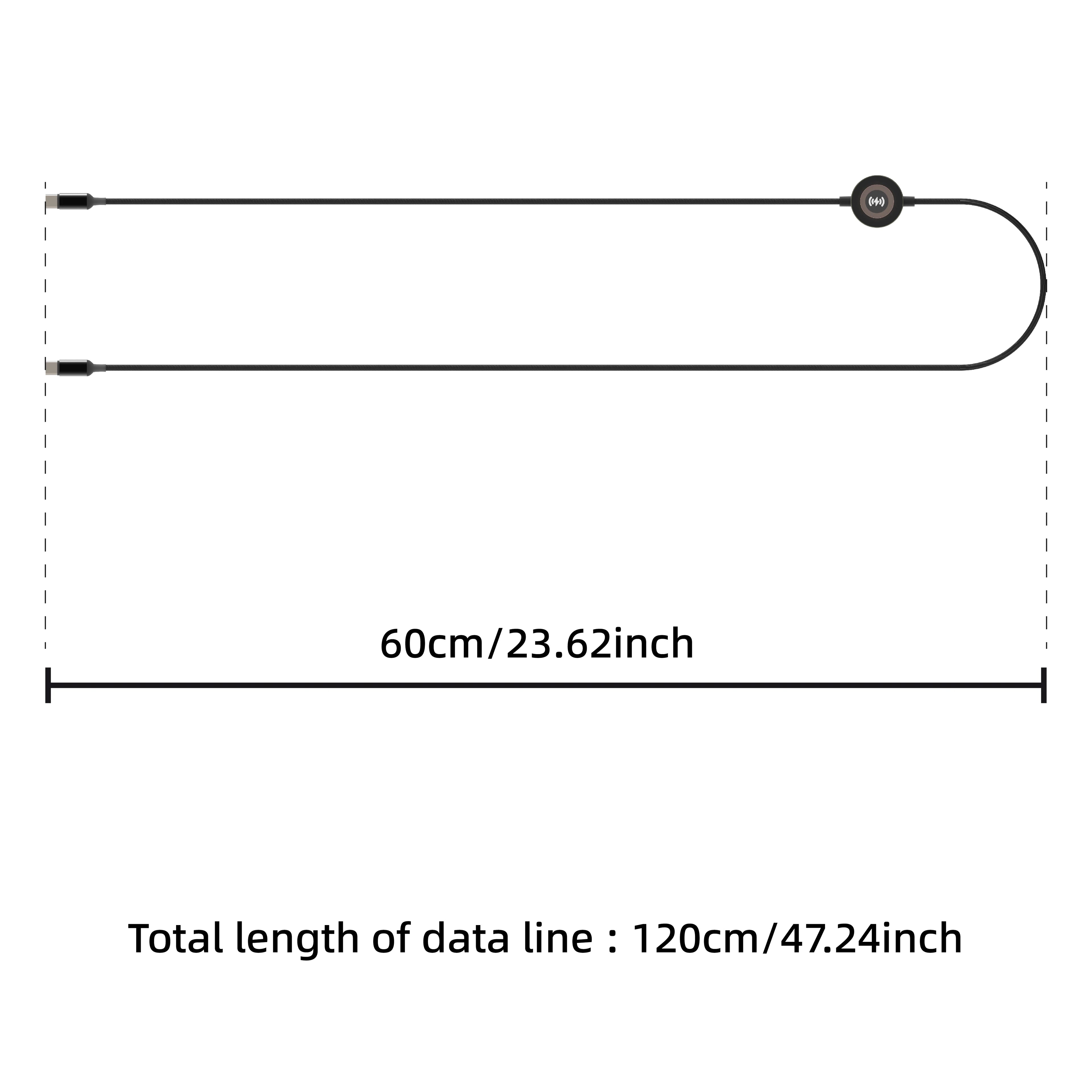 2-in-1 Fast Wireless Charger for iPhone 15 and 16 - 1.2m Black Tidesmit