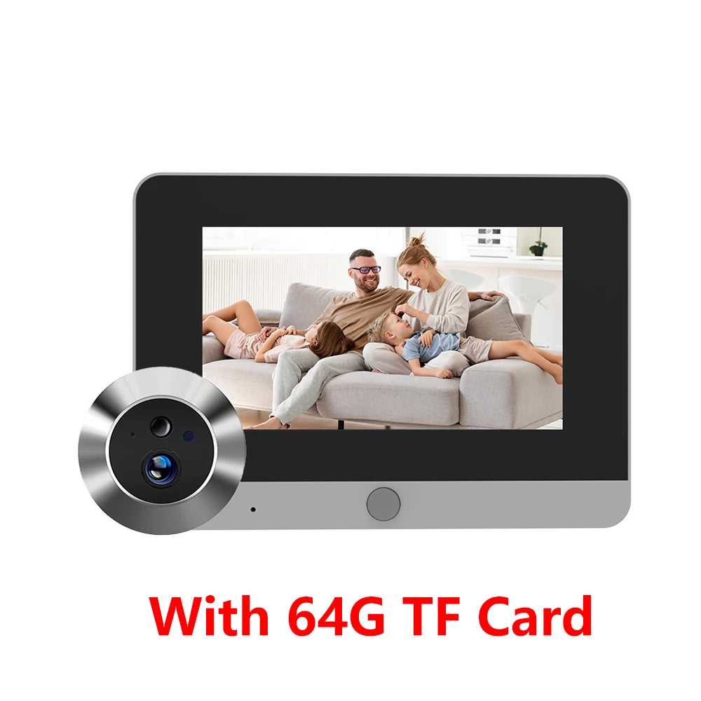Tuya Smart 2MP 5Inch Screen Mini Digital Peephole Eye Viewer WiFi IR PIR Motion Door Camera 10000mAh battery work 3-4 Months
