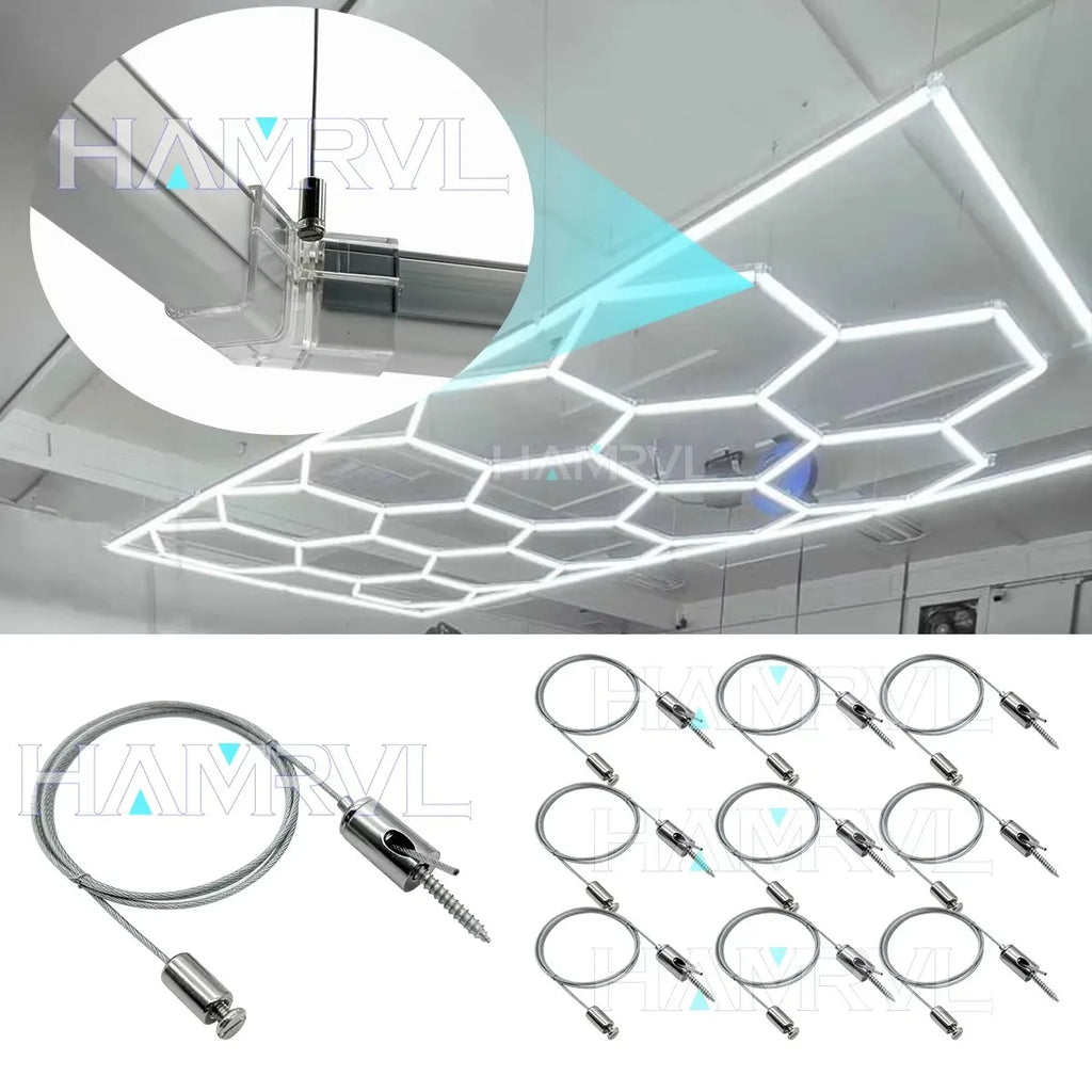 LED Rectangle Lighting 4S car showroom Barber Workshop Office Desk Ceiling Lamp Color change Dimmable Garage Hexagon Lights Gym