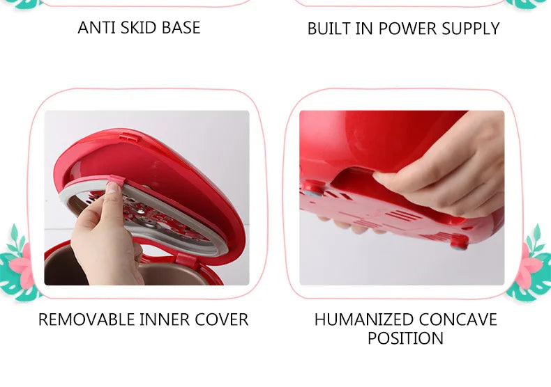 Pink rice cooker with removable inner cover and anti-skid concave base