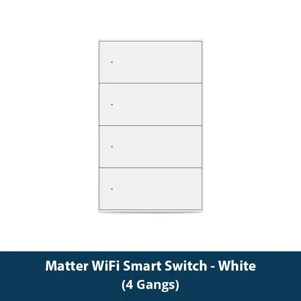 Matter Smart Wall Light Switch WiFi | 1-6 Gang Multi-Room Control White 4-Gang Tidesmit