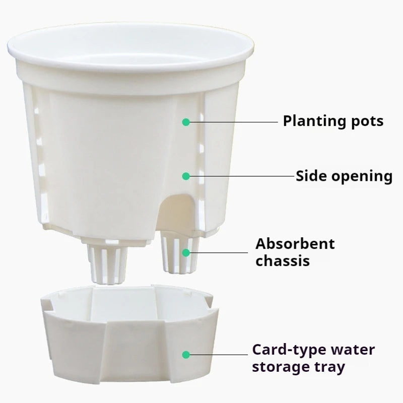 Self Watering Flowerpot Plastic Orchid Pot Double Layer Hydroponic Plant Pot Transparent Round Flower Pot Garden Supplies Decor