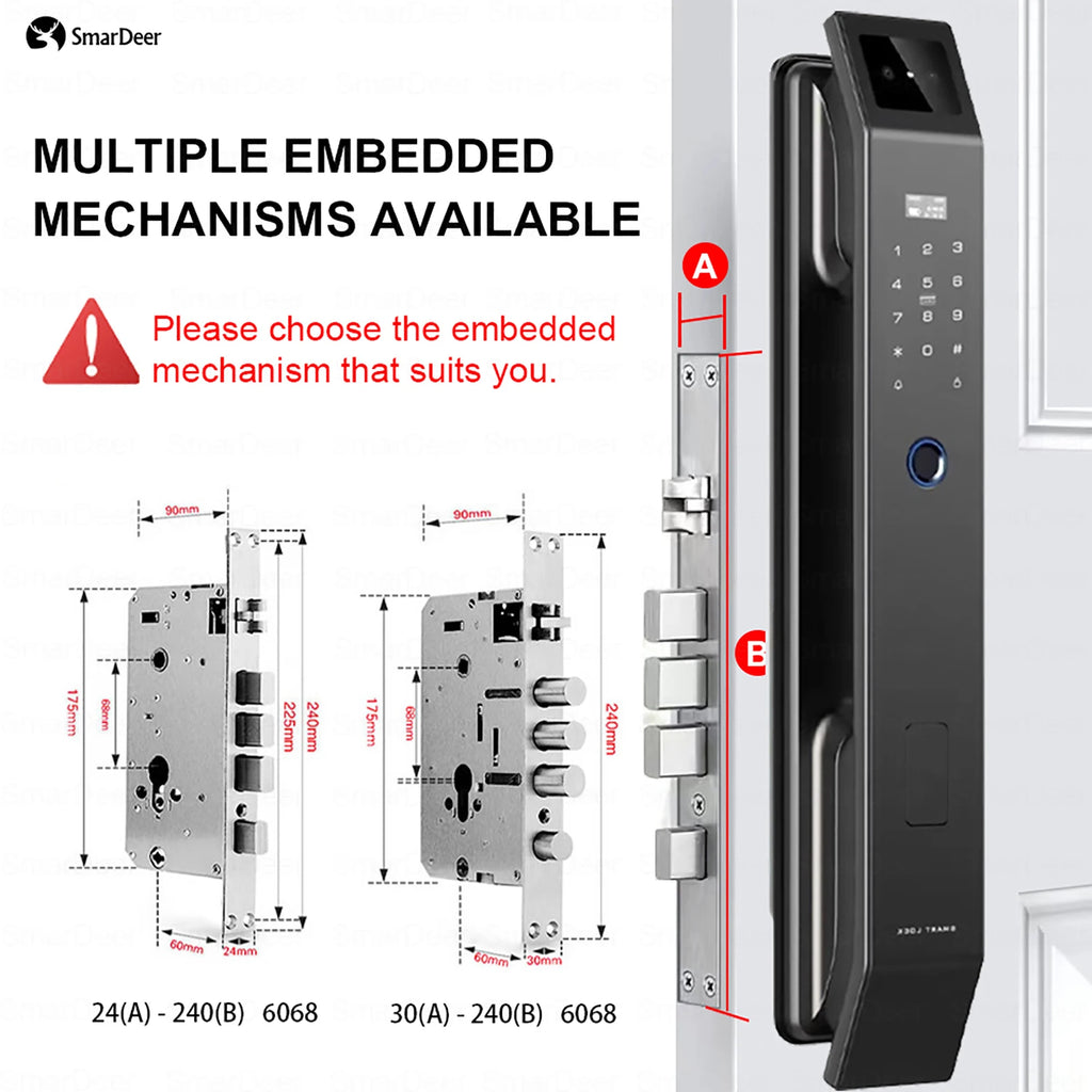 SmaerDeer Smart lock with Camera 3D Facial Recognition Electronic Door Lock with Visual Doorbell for Video Surveillance