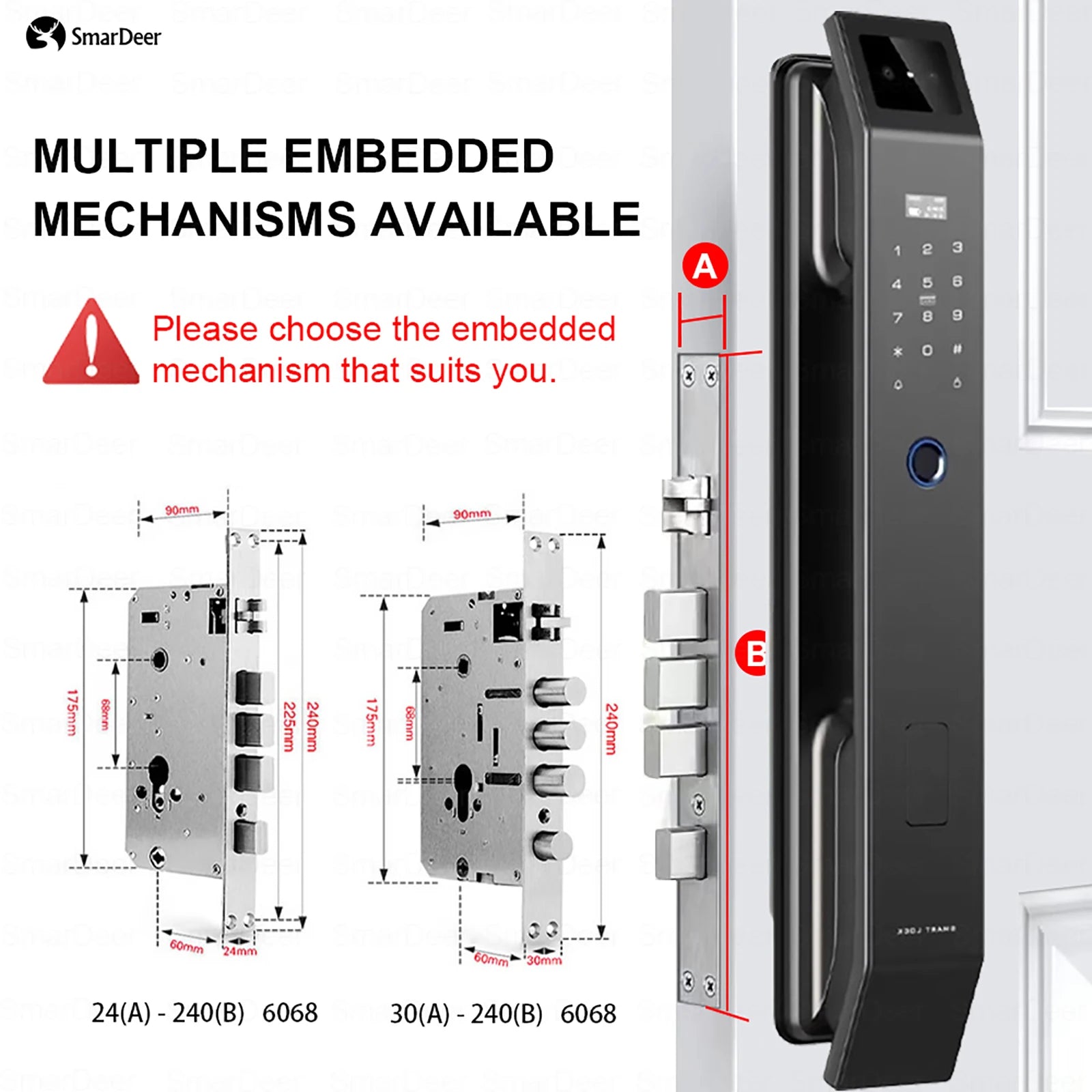 SmaerDeer Smart lock with Camera 3D Facial Recognition Electronic Door Lock with Visual Doorbell for Video Surveillance