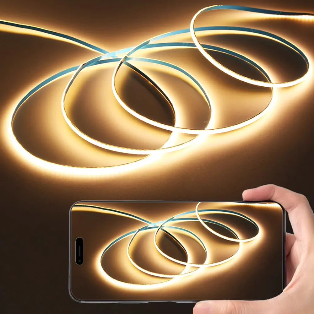 COB LED Strip Flexible High Density LED Strip 3mm COB Bar LED Light Warm 3000K White 6500K for Bedroom Kitchen Home