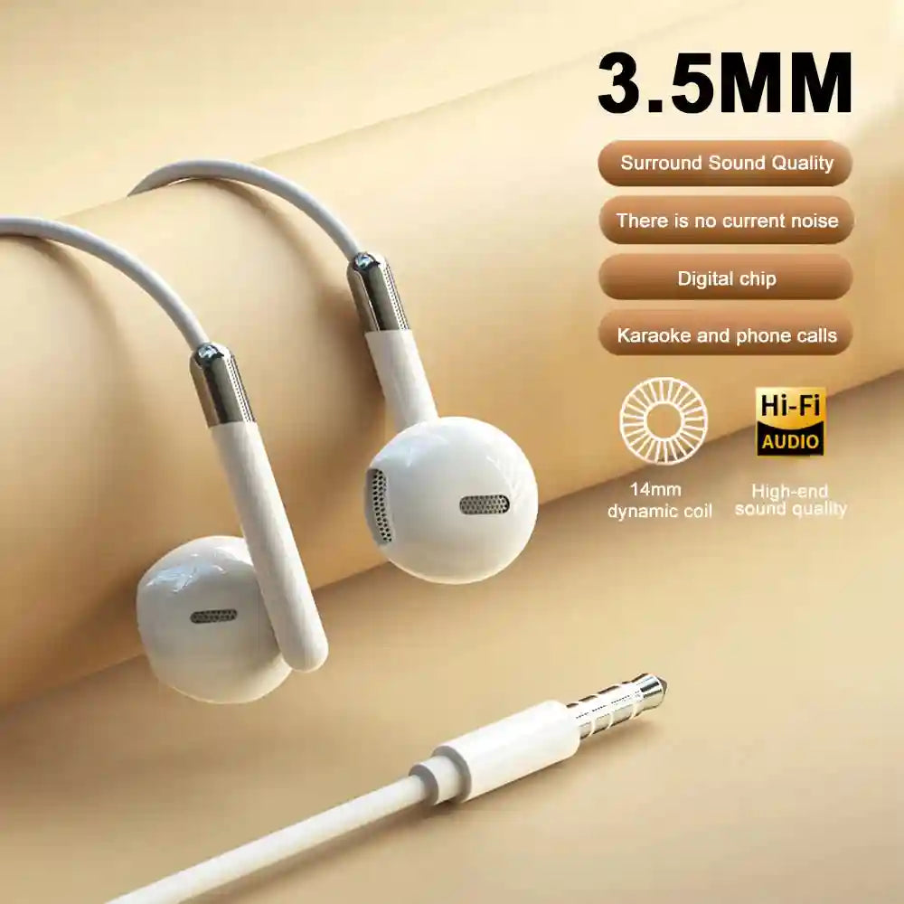 USB C Wired Headphones | HiFi Stereo Sound for Galaxy and iPhone 3.5mm White Tidesmit