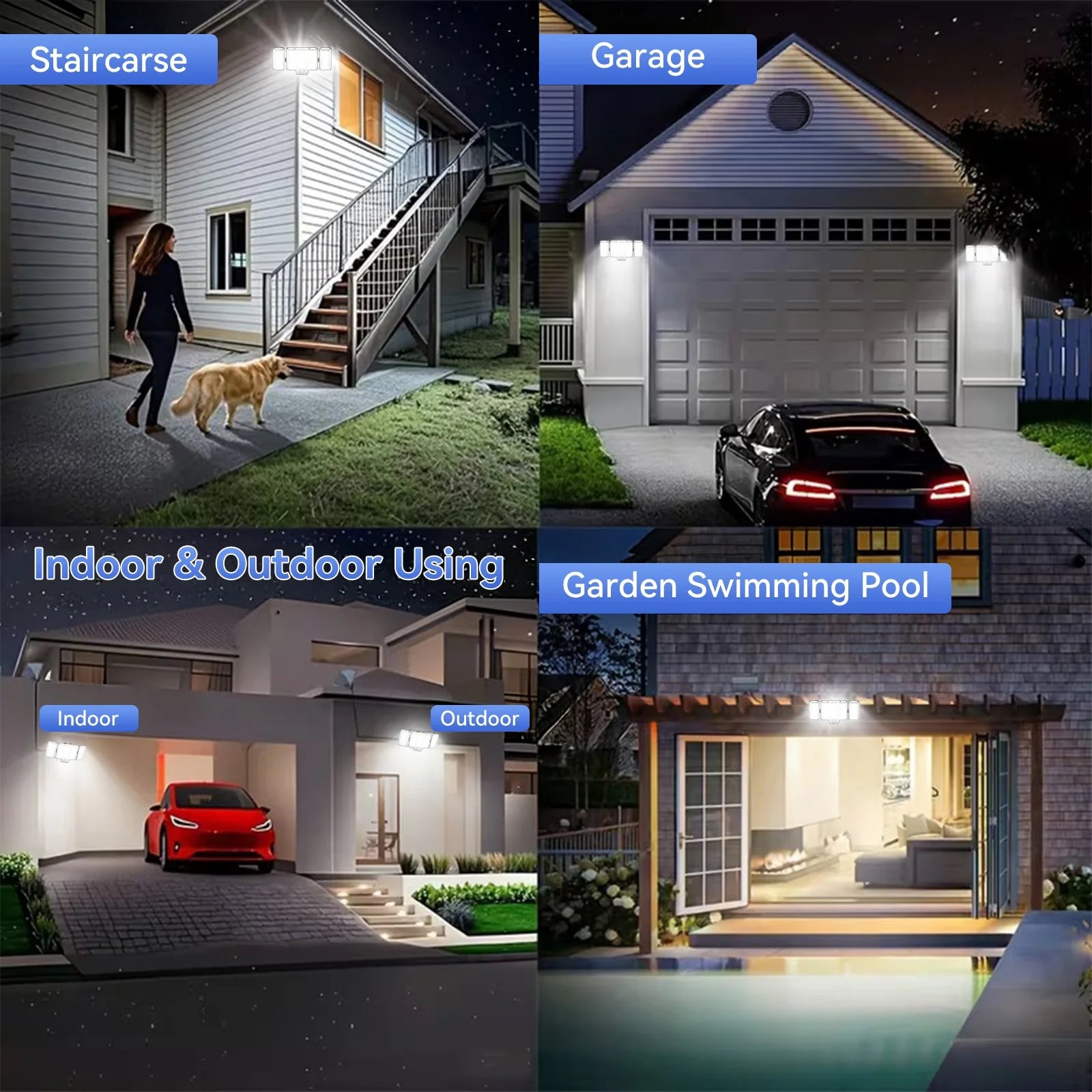 309LED Split Panels Solar Motion Sensor Lamp, 3 Side Outdoor Solar Security Wall Lamp with 3 Lighting Modes, IP65 Waterproof 270° Wide Angle Street Lamp, for Garden Yard Driveway