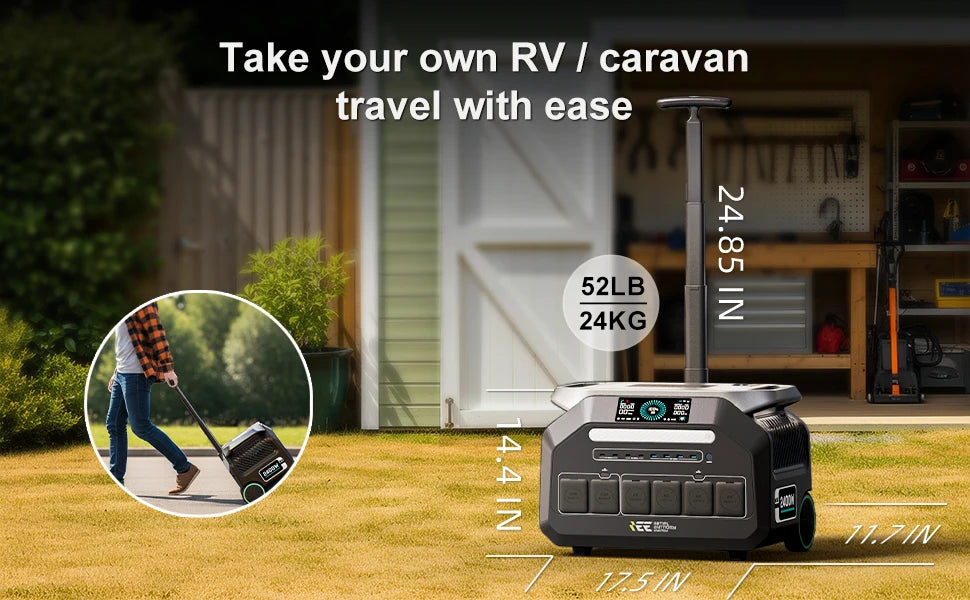 IEE P2400 2400W Portable Power Station 2048Wh LiFeP04 APP Control With Lighting Camp Solar Generator US AC Input/Output PV Inupt