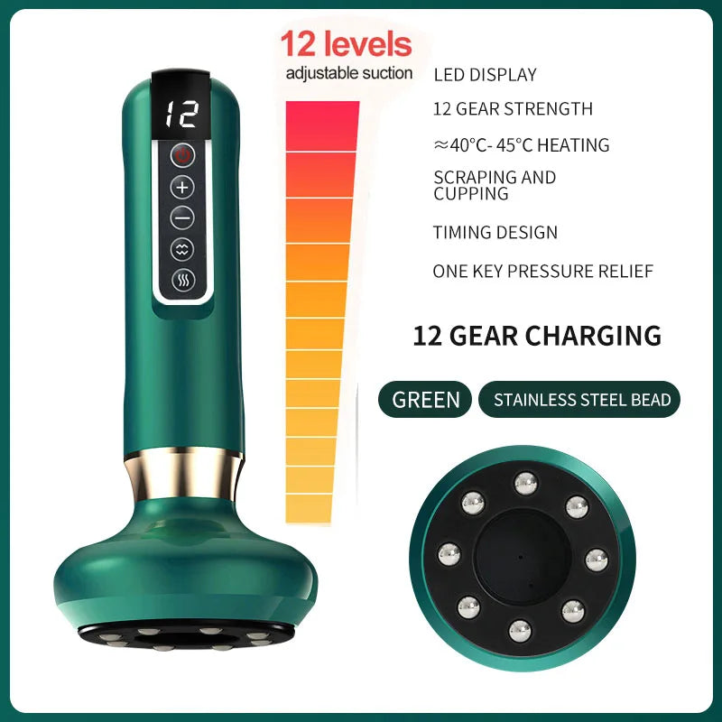 Electric Cupping Massager with Infrared Heat - 12 Gear Muscle Relief Body Shaping Massage Equipment Tidesmit