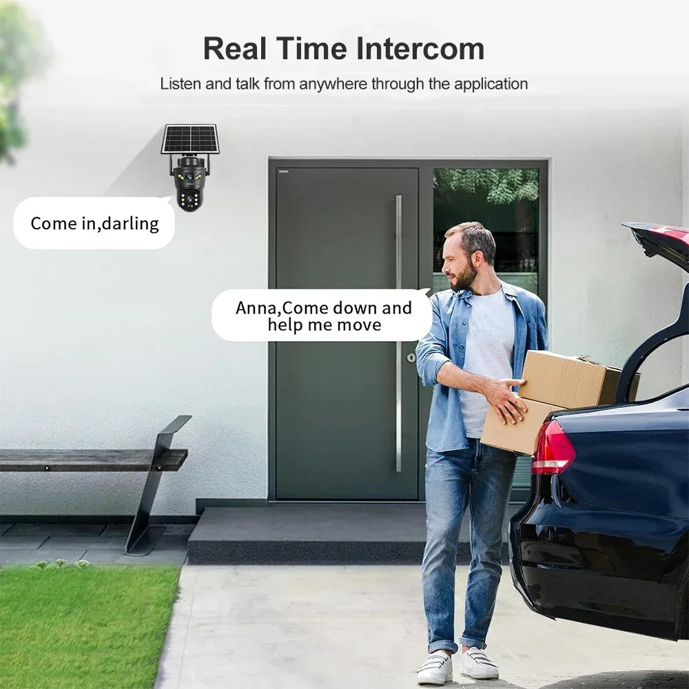 LS VISION Dual-Screen 4G/Wifi Outdoor Solar Camera Security 4K PIR Human Tracking CCTV Surveillance Camera V380 Pro Waterproof
