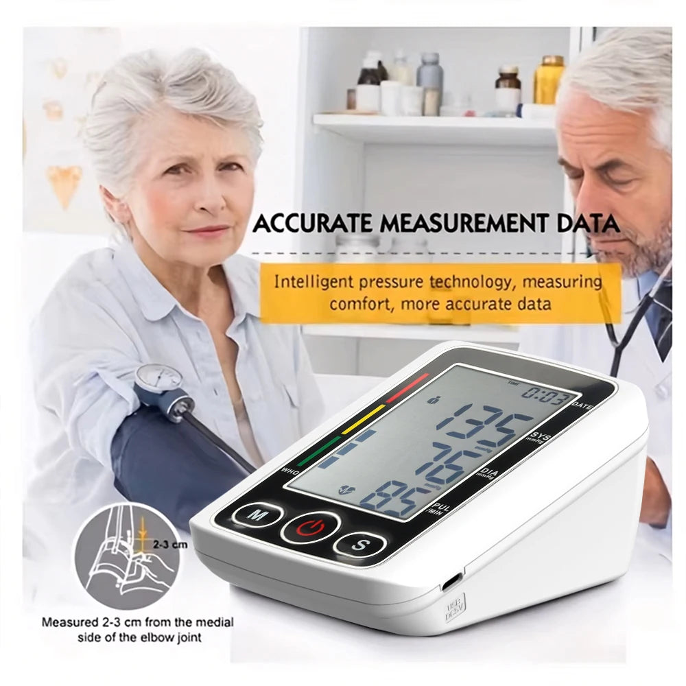 Blood Pressure Machine, Automatic Digital Upper Arm Blood Pressure Monitor with Adjustable Large Cuff