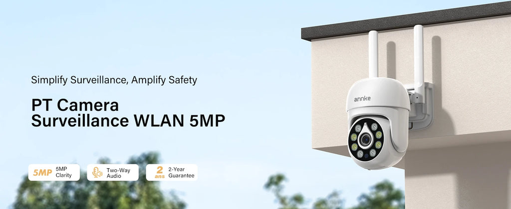 ANNKE Smartest 5MP Super HD PT Camera Security POE Camera 8X Digital Zoom Surveillance IP Camera With Detection Audio Record
