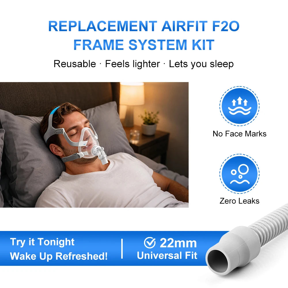 Face CPAP Masks with Headgear, Replacement Frame System for AirFit/AirTouch F20, Full Cover Assembly Set Includes Elbow Cushion
