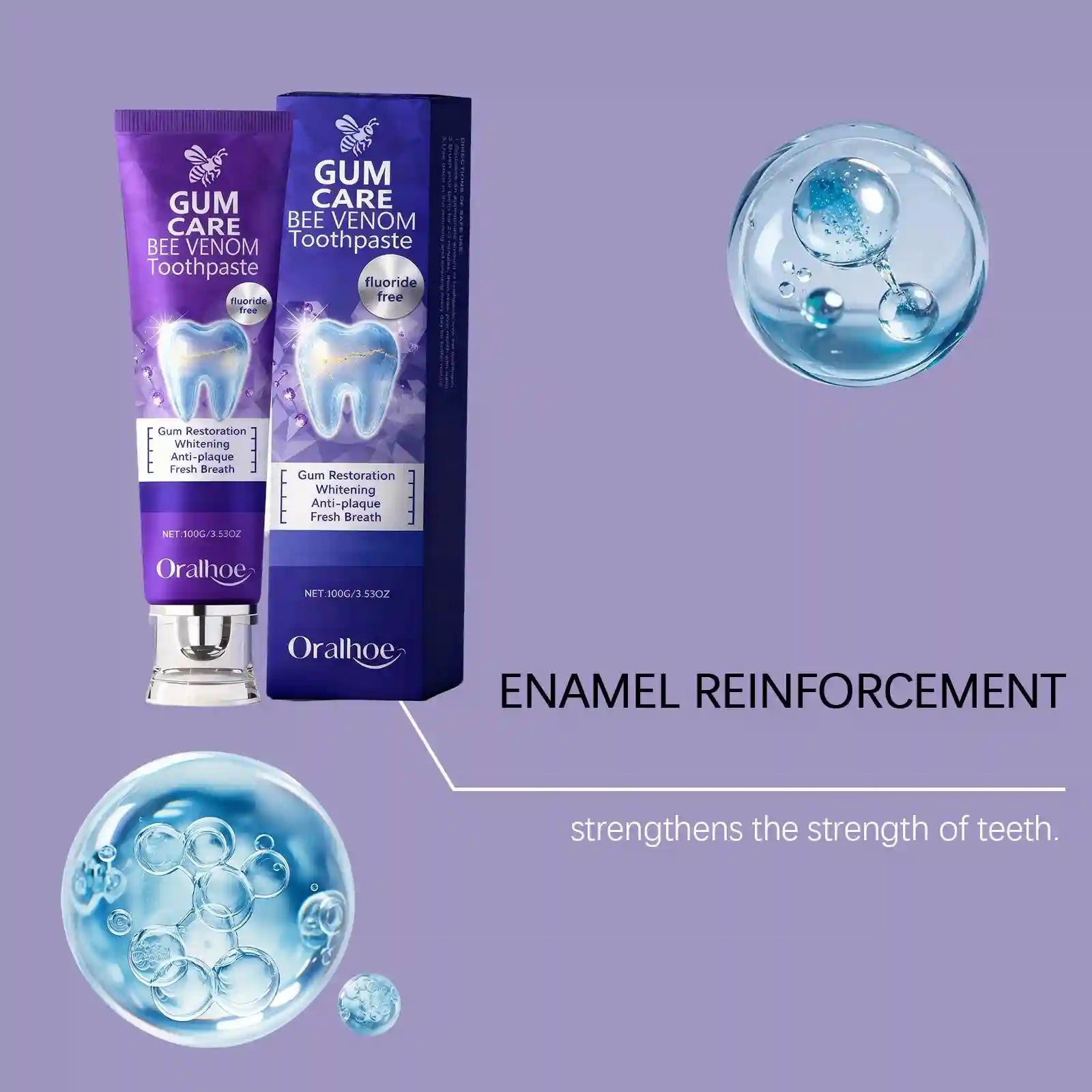 Tidesmit Bee Venom teeth whitening toothpaste for deep stain removal and fresh breath oral health care