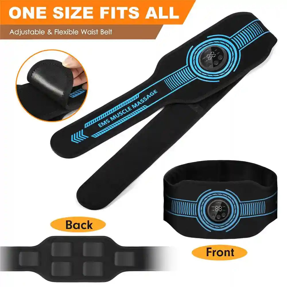 EMS Muscle Stimulator Belt | Rechargeable Electric Abdominal Trainer Massage Roller Tidesmit