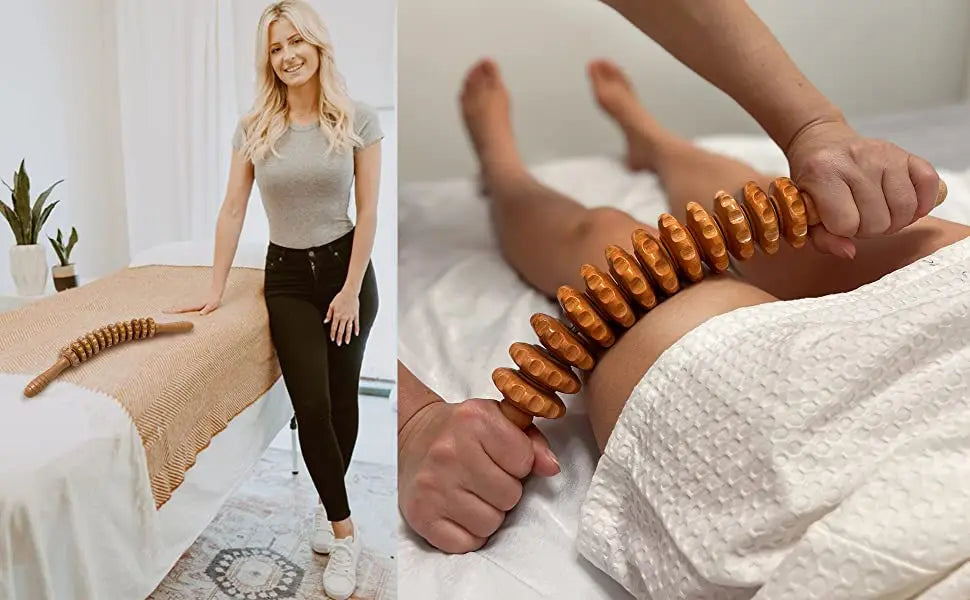 Wooden Lymphatic Drainage Roller - 12 Wheel Muscle Relief Tool Back Massage Instrument Tidesmit