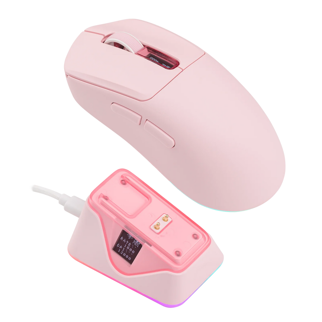 EPOMAKER NEX Lite Wireless Gaming Mouse Wired/Bluetooth/2.4Ghz Ergonomic PAW3311 Sensor Mouse with Dual-Screen for PC/Mac/Linux