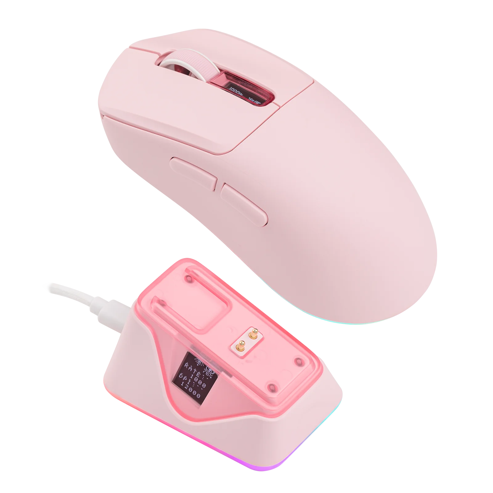 EPOMAKER NEX Lite Wireless Gaming Mouse Wired/Bluetooth/2.4Ghz Ergonomic PAW3311 Sensor Mouse with Dual-Screen for PC/Mac/Linux