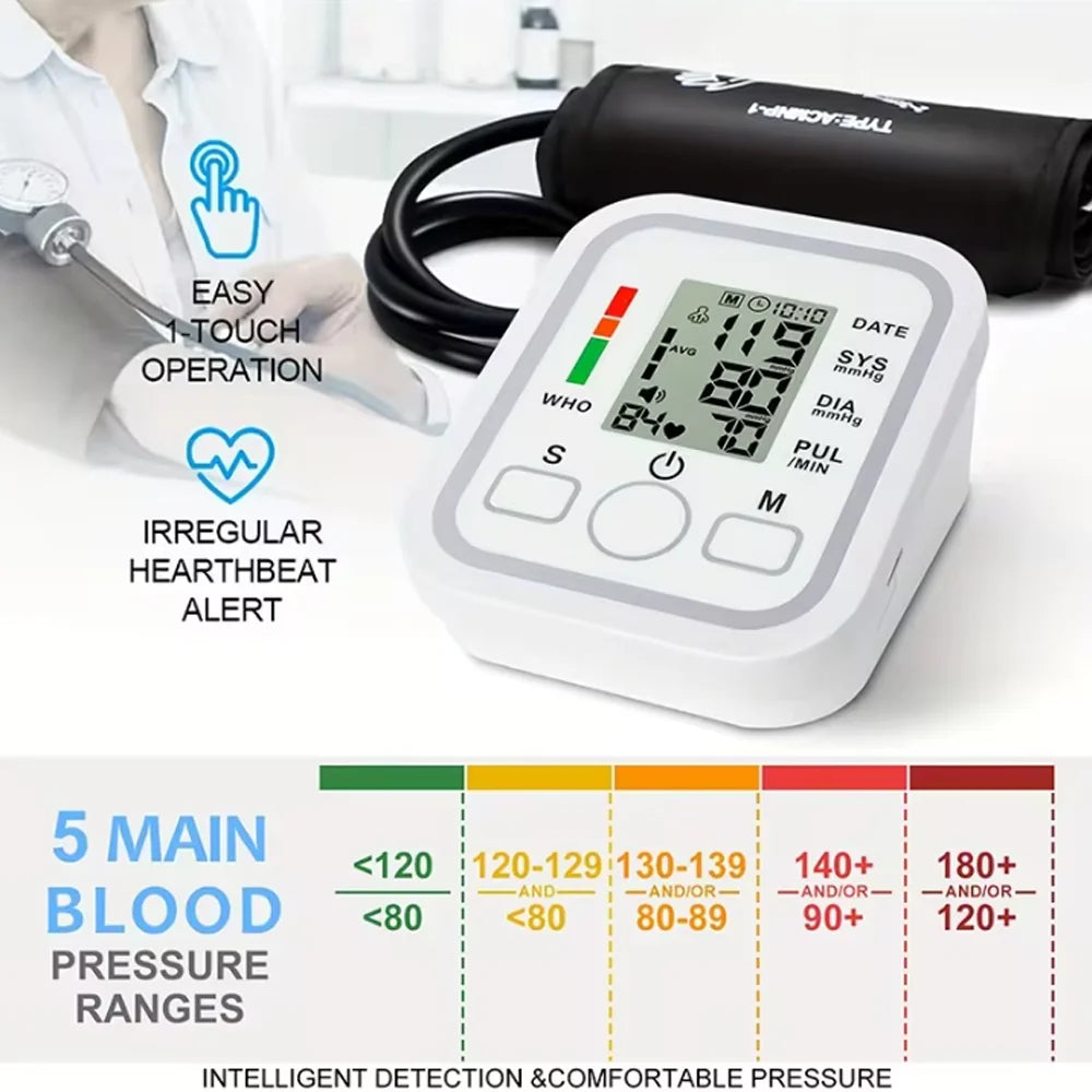 Arm Blood Pressure Monitor Pressure Sensor Monitor BP Equipment Automatic Tonometer Digital Tensiometer LED Display Arm Cuff