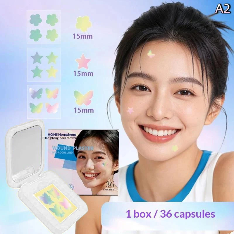 Colorful Star Butterfly Pimple Patch Gentle Hydrocolloid   Stickers for Skin Blemish Recovery and Care