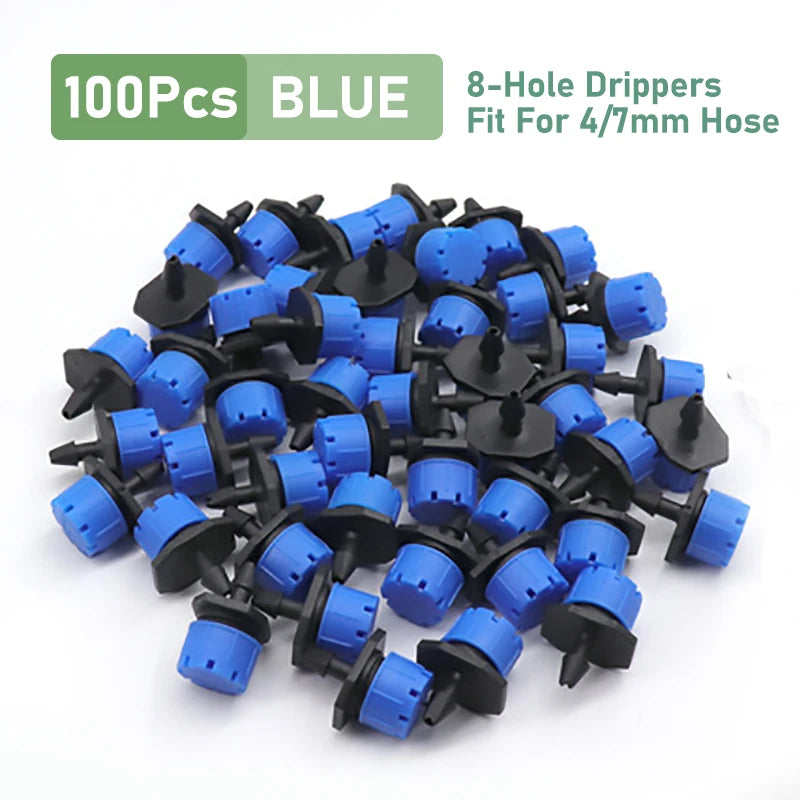 50/100PCS Adjustable Dripper for 4/7mm Garden Irrigation Hose Watering Sprinkler Emitter 0-80L/H for Yard Greenhouse