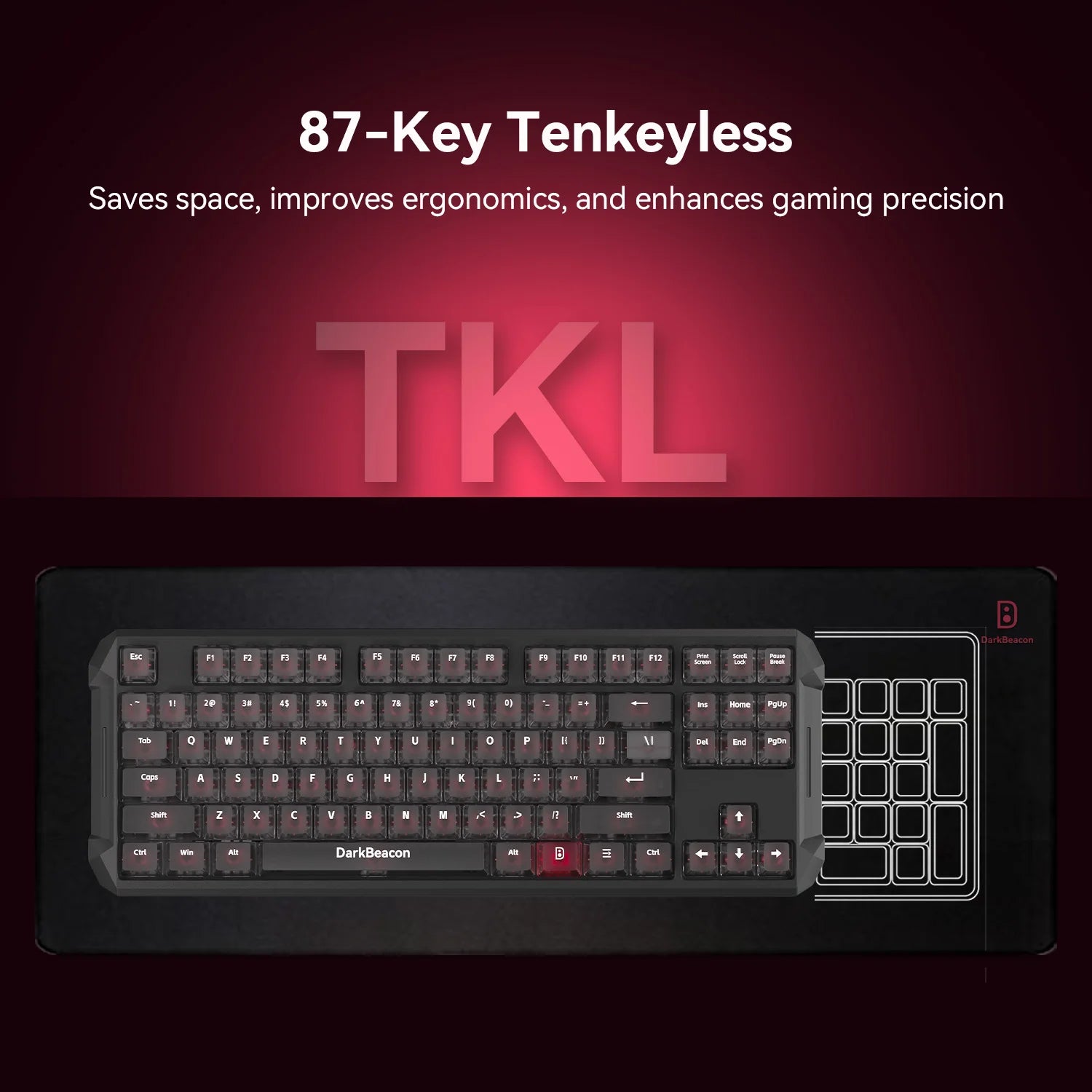 DarkBeacon Blade 87 Hot-Swappable Silent Keyboard RGB Backlit Mechanical Gaming Keyboards 8000Hz USB-C Wired for Windows MacOS