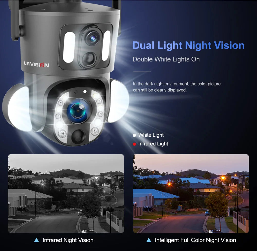 LS VISION 4K 20X Optical Zoom Dual Screen Solar Camera Outdoor 8MP 4G/WiFi PTZ Dual PIR Detection Auto Tracking Security Cameras