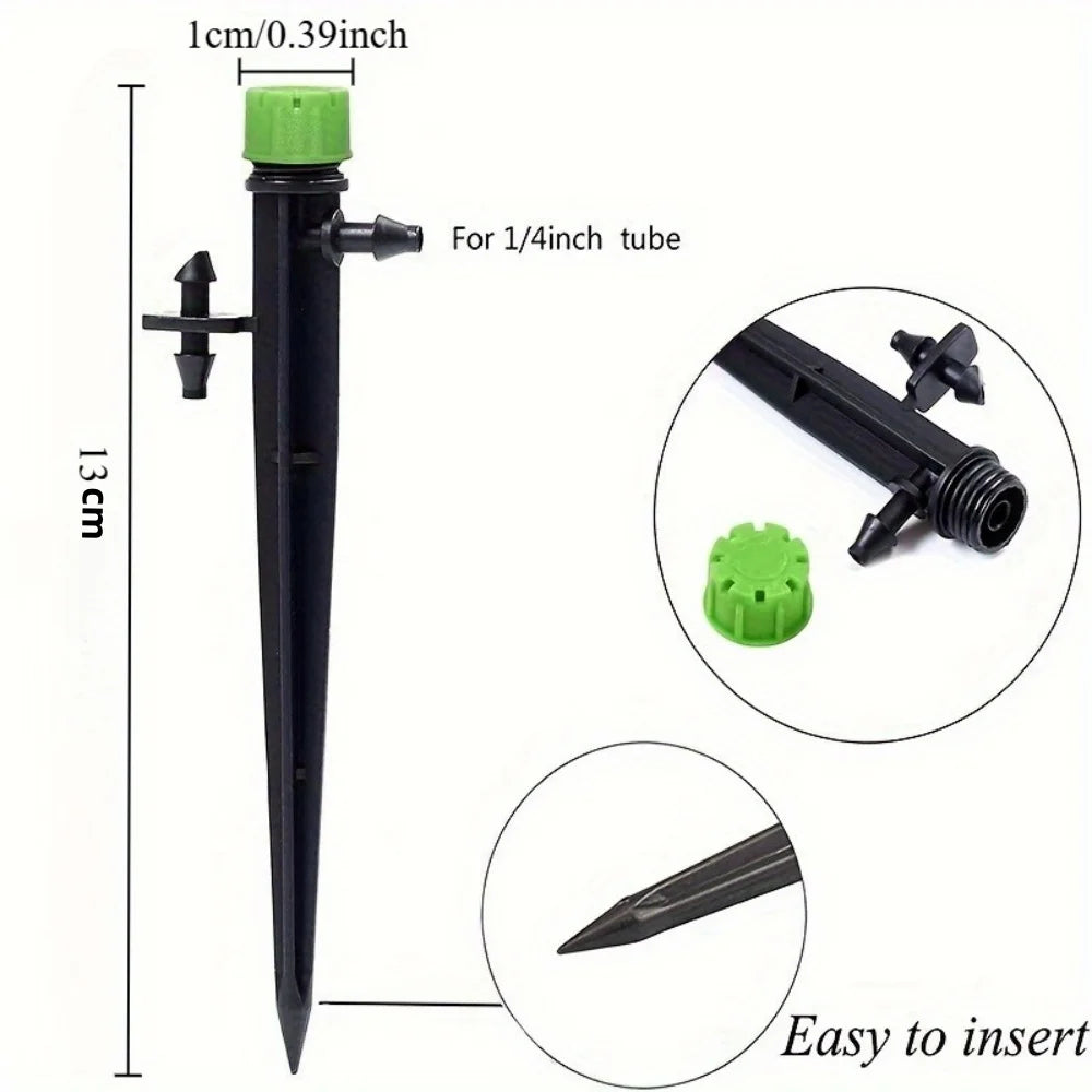 10pcs Drip Emitters Perfect For Tube PE Pipe Adjustable 360 Degree Water Flow Irrigation Drippers On Stake For Flower Bed