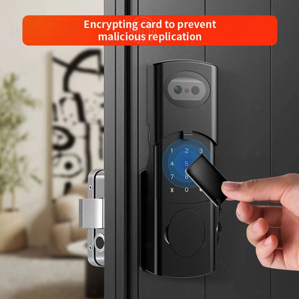 Tuya Smart Outdoor Waterproof Door Lock with Face Recognition Video Intercom RFID Card Password Electronic Lock for Iron Door