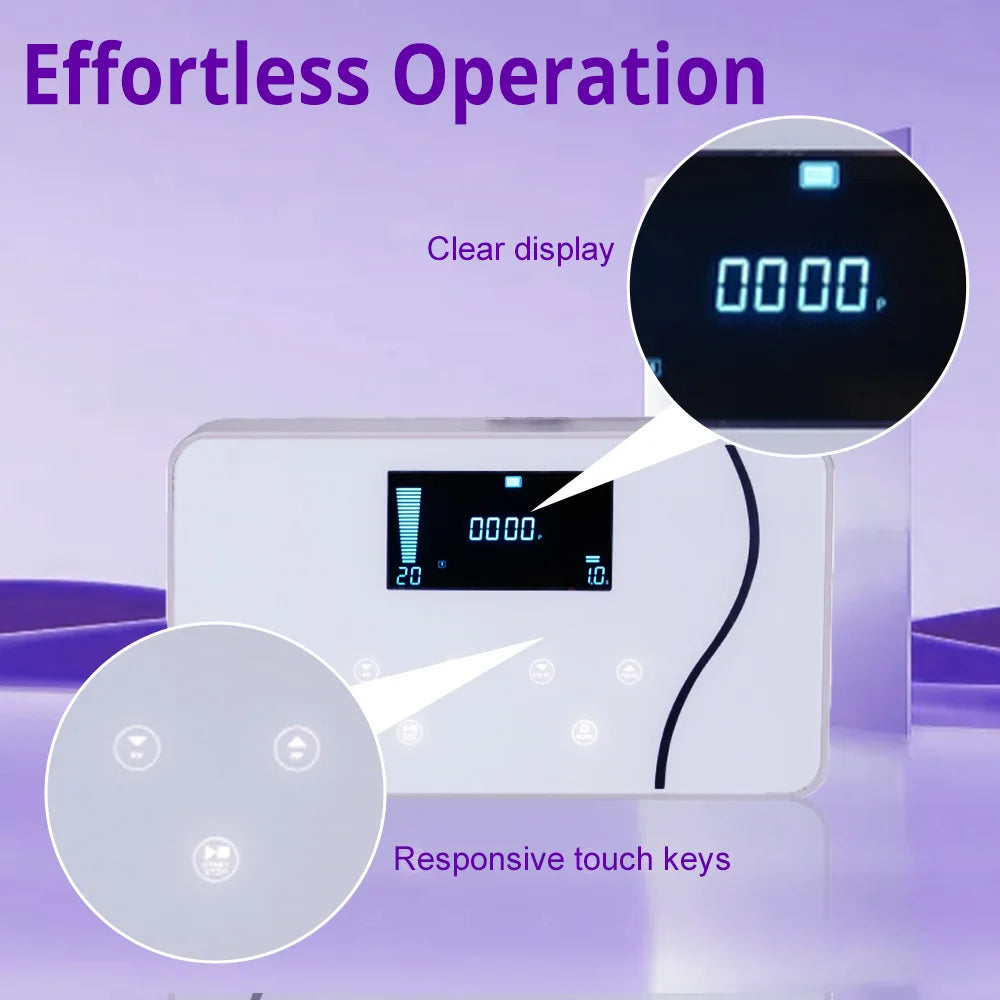 Korean Dot Matrix RF skin lifting device with white digital display, clear LED screen, and responsive touch controls.