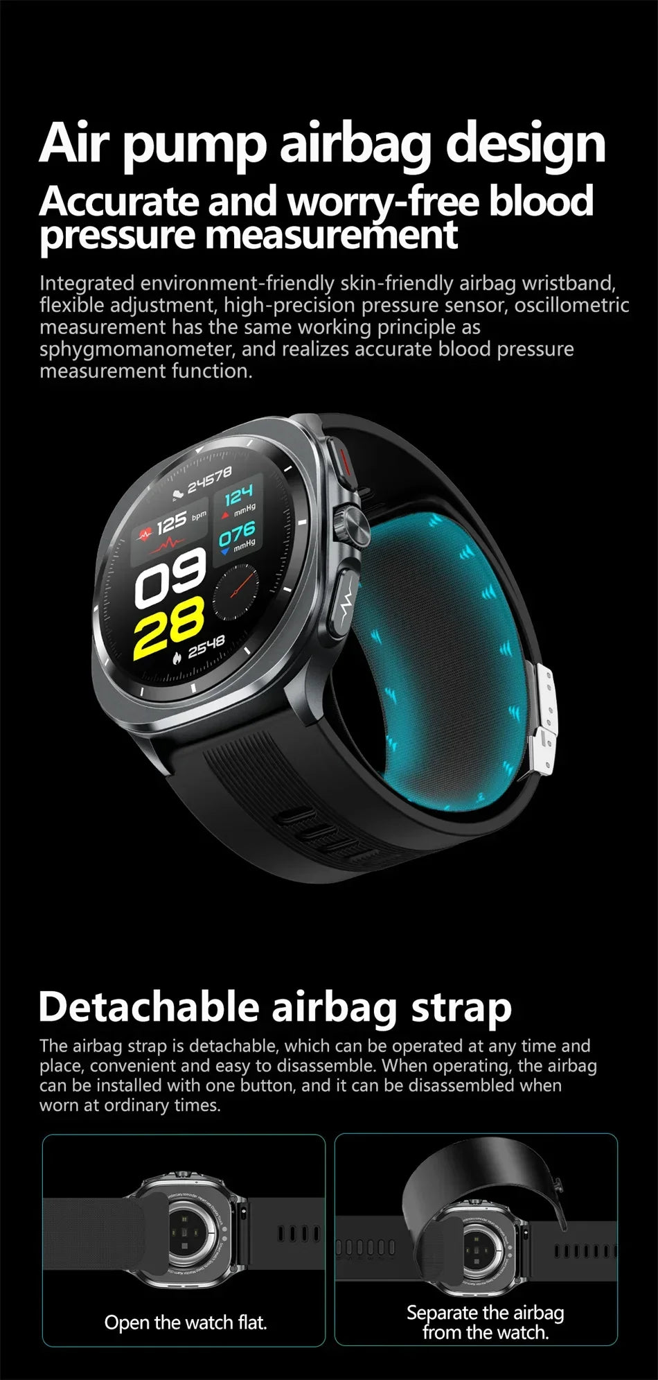 for Samsung Air Pump Airbag Smart Watch Men, Micro Physical Examination Accurate Measure Blood Pressure Sport SmartWatch 2025New