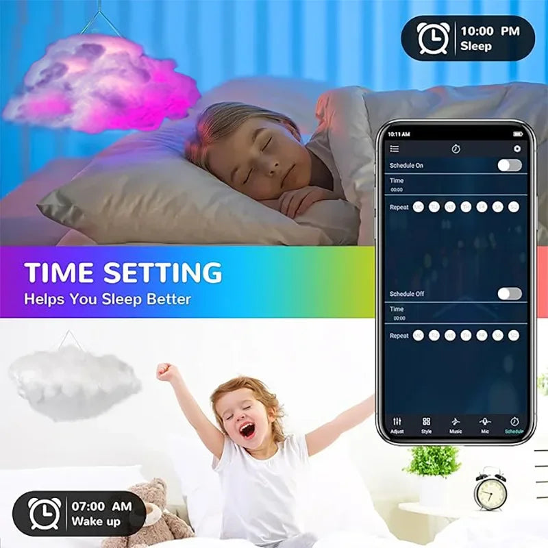 39.3inch 3D Thunder Cloud LED Ambient Light Remote and APP Control DIY Color Changing Light Lamp for Game Room Party Club