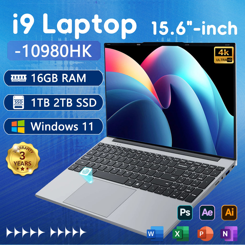 2026 Windows 11 Pro 15.6 inch Laptop Intel Core i9-10980HK Fingerprint UnIock Notebook 16GB RAM 1TB/2TB SSD Office game Laptops