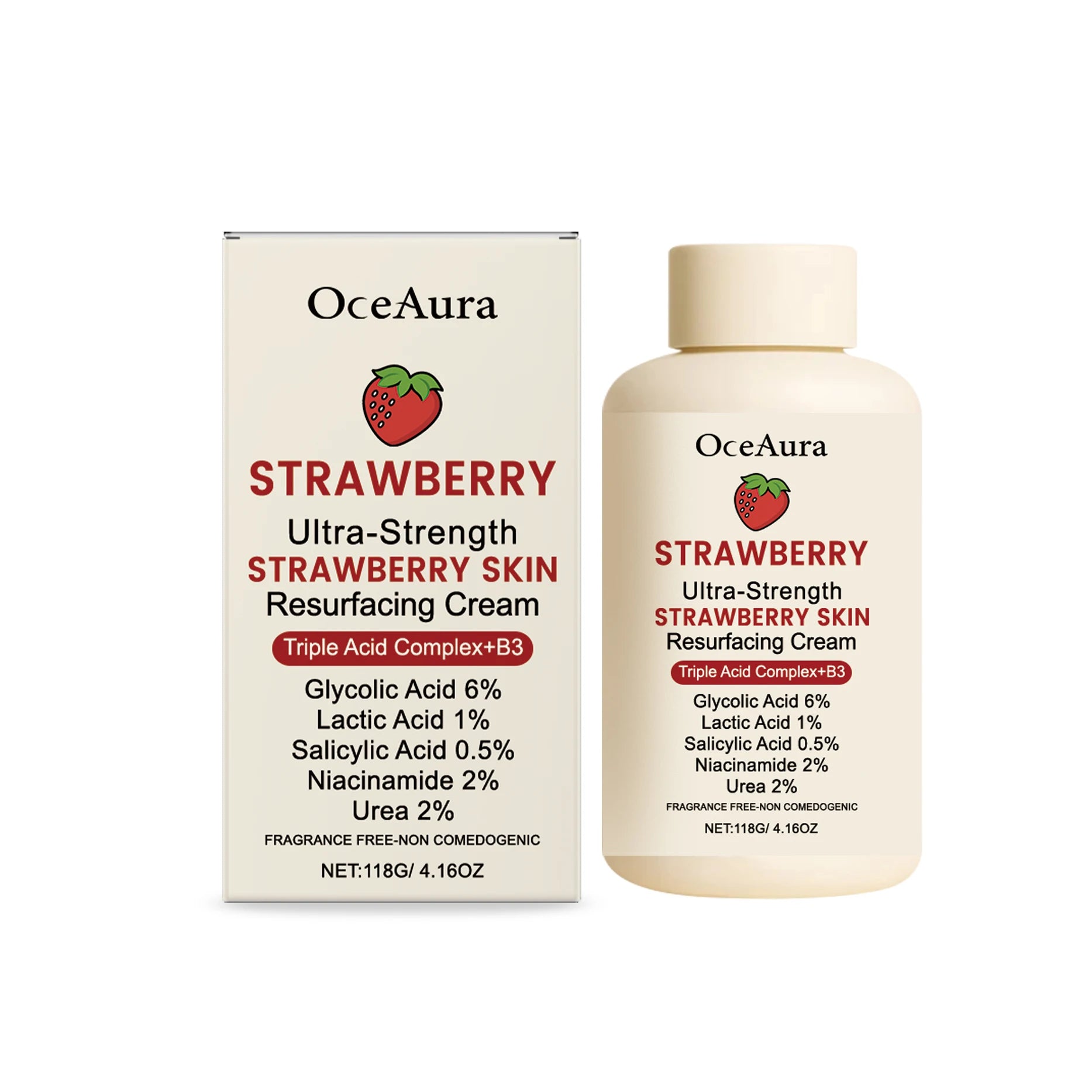 Strawberry Body Cream with Niacinamide and Salicylic Acid for Smooth Skin Gentle Exfoliating Lotion Lightweight Dry Rough Skin