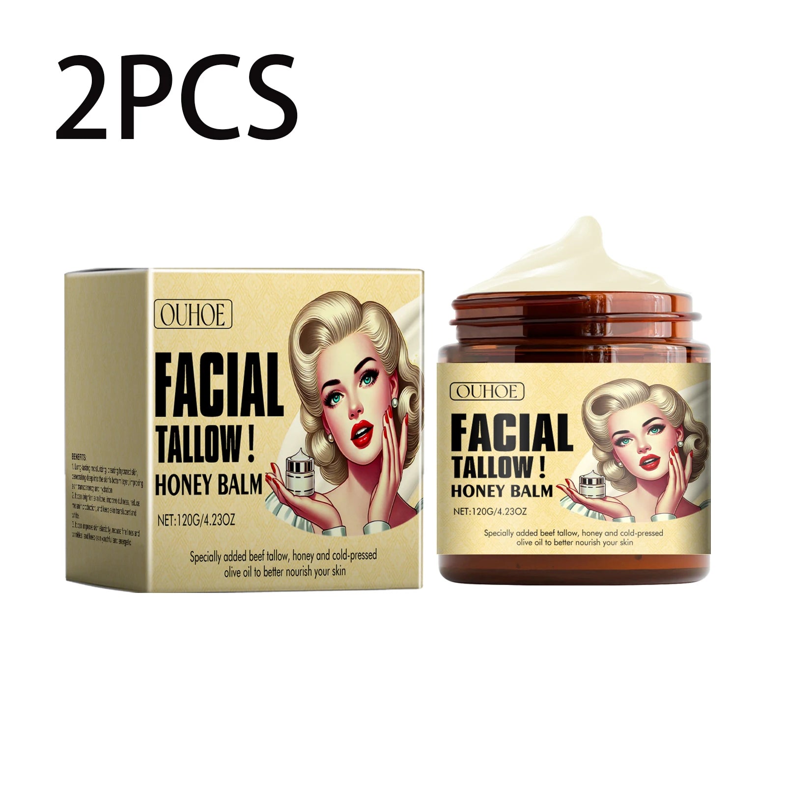 Tallow Honey Balm Fine Lines Removal Lifting Firming Tighten Smooth Improve Puffiness Hydrating Nourish Moisturizing Face Cream