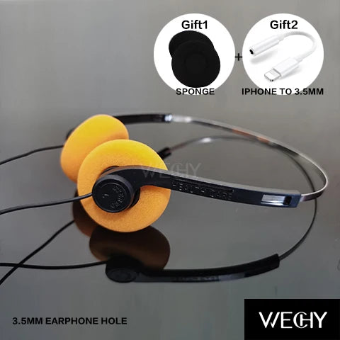Retro Wired Headphones with Microphone - Lightweight Over-Ear Design Orange-add-iphone Tidesmit