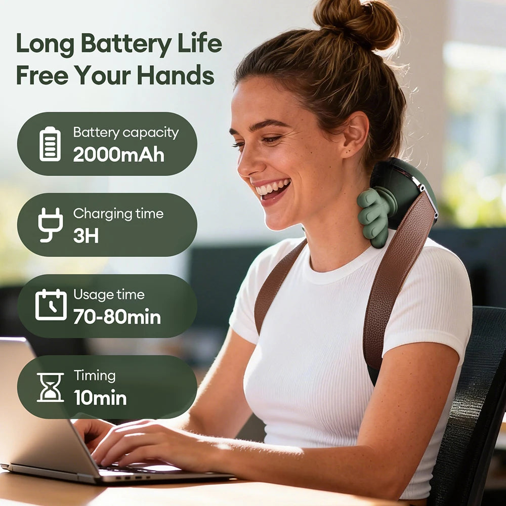 4D Neck and Shoulder Massager: Bionic Kneading Wireless Electric Massager Body Shaping Massage Equipment Tidesmit