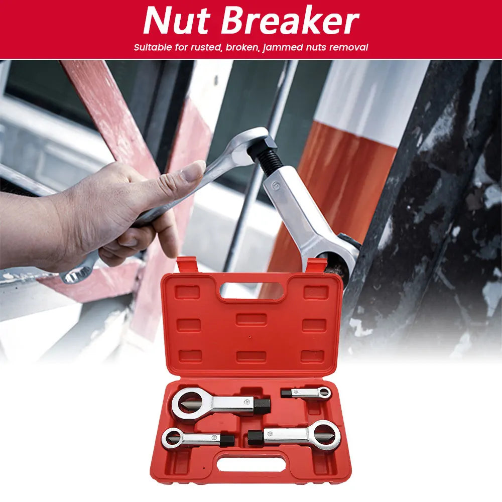 Podofo 4pcs Heavy-Duty Nuts Splitter Tools Portable Splitting Tool Manual Nut Breaker Tool Hand Remover Extractor Tool With Box