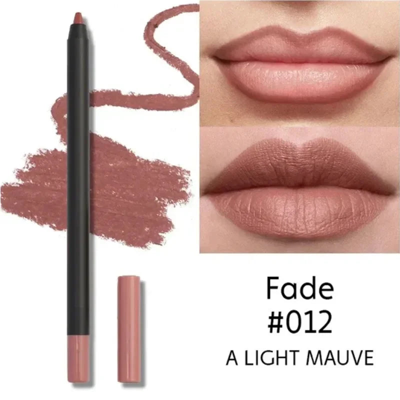Matte nude brown lip liner pencil in light mauve, waterproof and long-lasting for smooth, non-stick lip makeup.