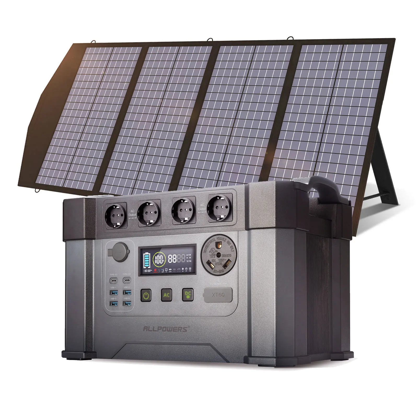 Portable Power Station 2400W with 400W Solar Panels for Off-Grid Energy S2000PRO with 1X200W Tidesmit
