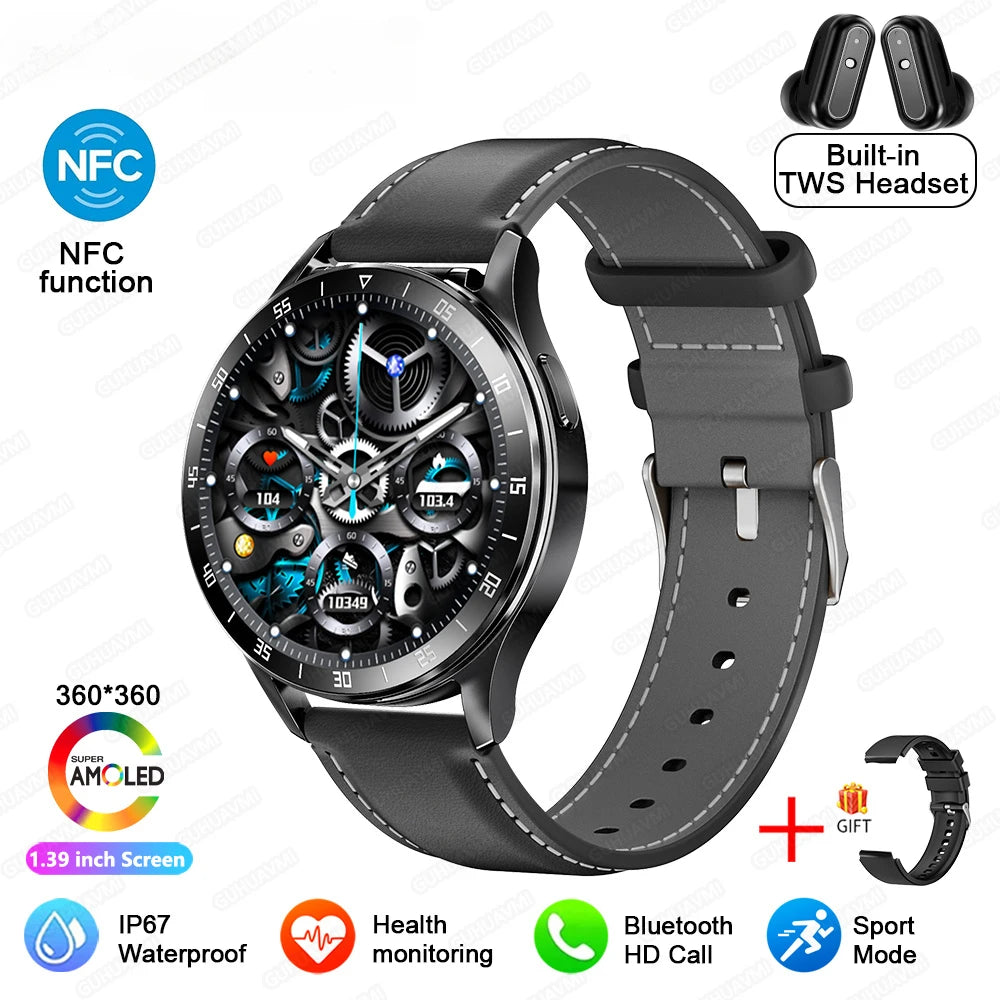 New X10 Headset Smart Watch TWS 2 in 1 Wireless Bluetooth Earphone Blood Pressure Heart Rate Testing Sport Music Smartwatch