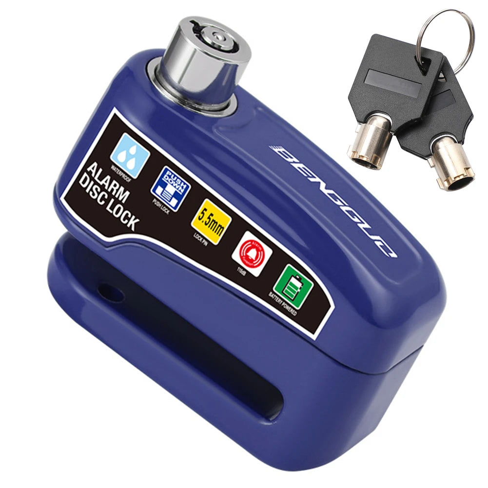 Motorcycle Alarm Wheel Disk Brake Lock with Keys Waterproof Bike Alarm Security Padlock Aluminum Alloy Bike Accessories