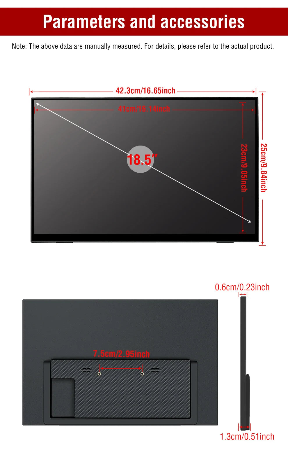 Anmite 18.5 inch Portable Touch Monitor 120Hz 100% sRGB With Screen Holder Stand For Laptop Phone Xbox PS4 PS5 Switch