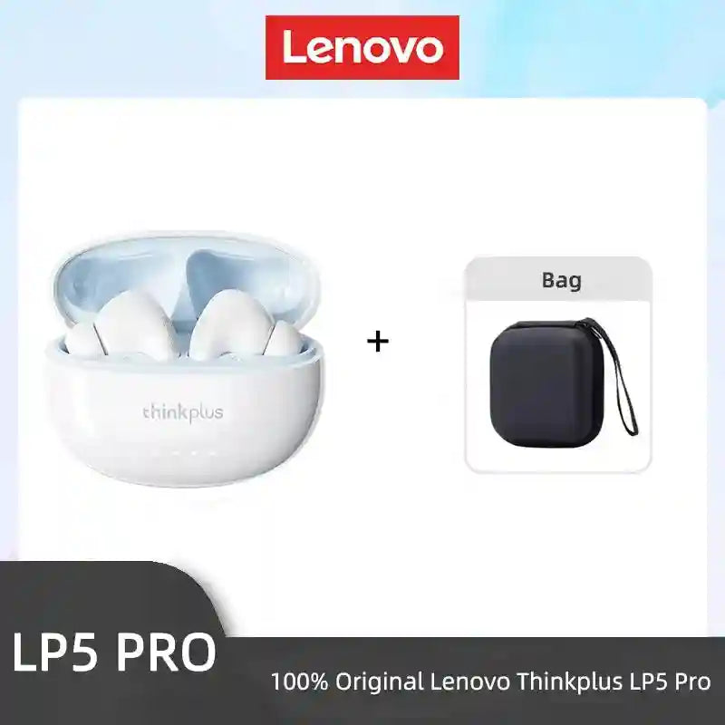 Wireless Bluetooth Earbuds with Low Latency Audio and Noise Cancellation LP5Pro White Bag Tidesmit