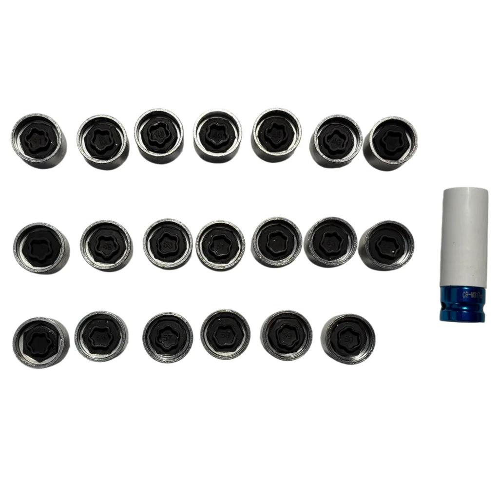 21pcs Master Wheel Lock Nut Stud Sockets Key Set Removal Locking Socket for BMW Tools