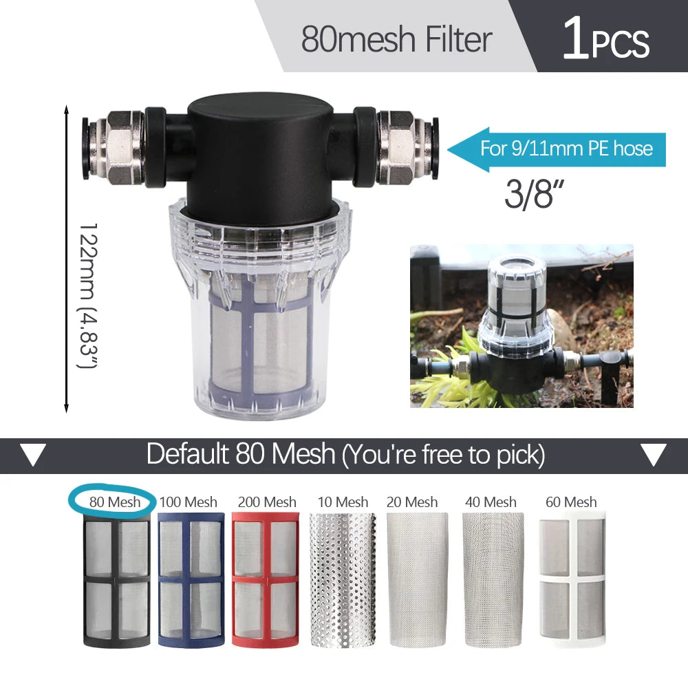3/8" 9/12mm Misting Cooling System 360° Bend 0.6mm Nozzles Atomizer Sprayers PE Tubing 80 Mesh Filter Garden Irrigation Watering